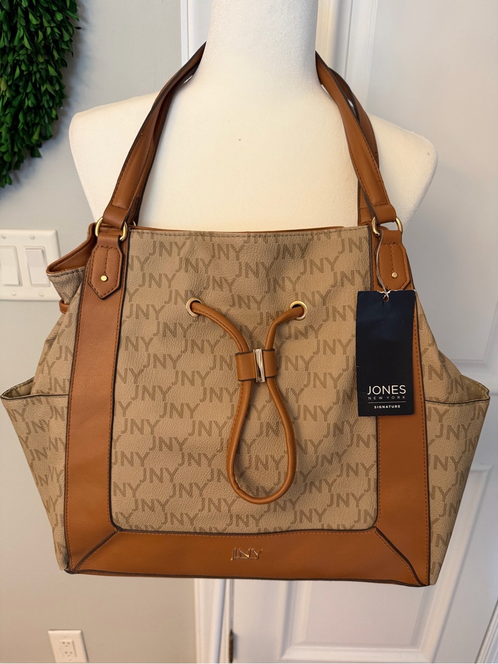 Jones New York Signature Tan Logo Tote Bag- NWT